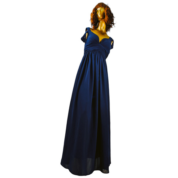Women Bariano Australia Long Dress Navy Blue Formal Gown Slit Bridesmaid Size XS - Picture 4 of 16